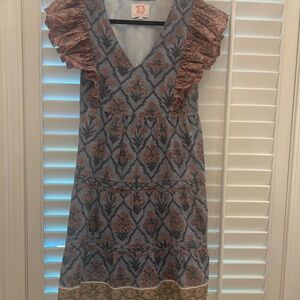 Victoria Dunn Blue and Pink Floral Midi Dress